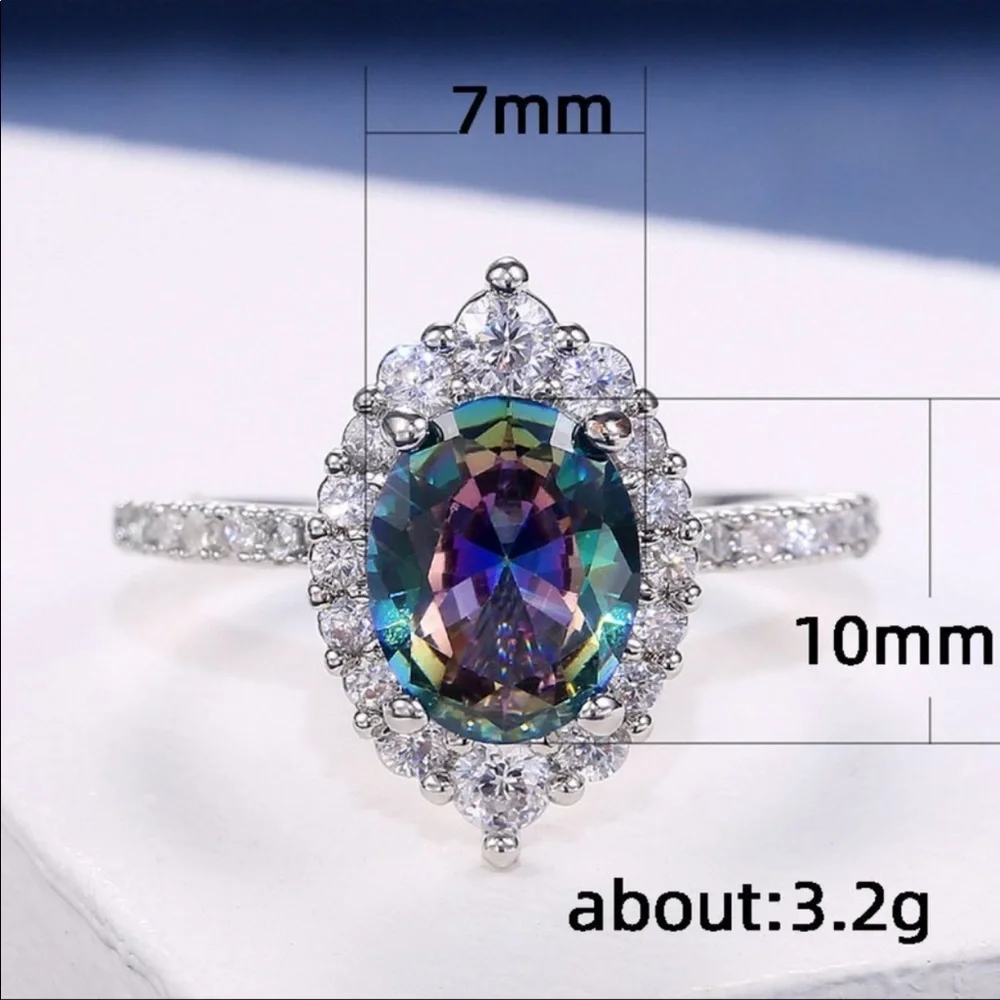 New 925 Silver Colorful Topaz Ring - Picture 7 of 8